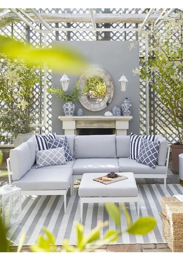 Luna Özel Metal Bahçe Oturma Grubu Gri