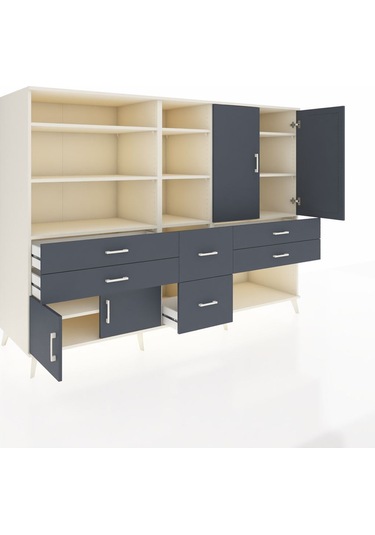 Kronos Dolap 10 Raflı 6 Çekmeceli 4 Kapaklı 220x59x163 Aytaşı-ant Aytaşı-antrasit