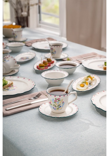 Emsan Yolanda Porselen 32 Parça 6 Kişilik Kahvaltı / Servis Takı Beyaz