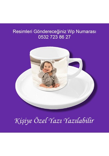 Kişiye Özel Resimli Kupa Bardak Ve Kahve Fincanı Beyaz