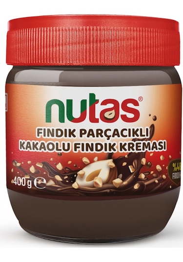 Nutas Fındık Parçacıklı Kakaolu Fındık Kreması Cam 400 G
