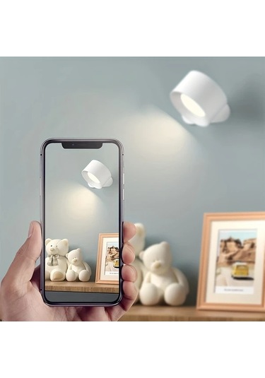 Motion003 1 Adet Yethke Modern 360 Derece Donen Duvar Gece Lambasi Beyaz Basit Uzaktan Kumandali Usb Sarj Edilebilir 2 Aydinlatma Modu Ayarlanabilir Parlaklik Banyo Yatak Odasi Beyaz