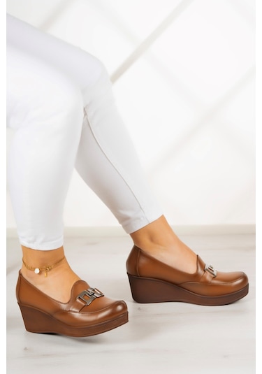 Erkan Saçmacı Dafne Taba Hakiki Deri Dolgu Topuklu Günlük Ayakkabı