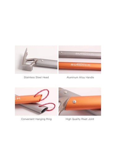 Sundick-açık Kamp Çadır Çekiç Paslanmaz Çelik Çadır Tırnak,turuncu Turuncu