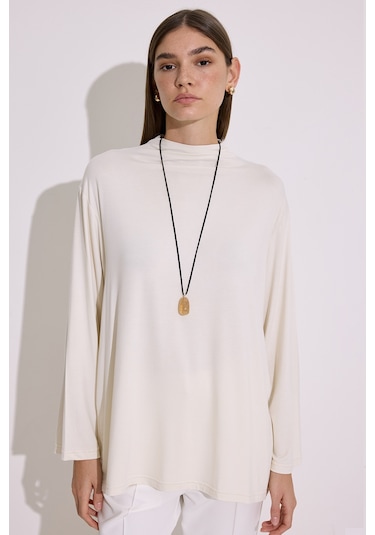 Dökümlü Uzun Kol Bluz İnci İnci