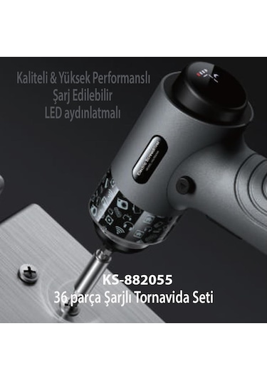 Kingsdun Sarjli Tornavida Seti 36 Parçali Manyetik Uç 5v 2500mah