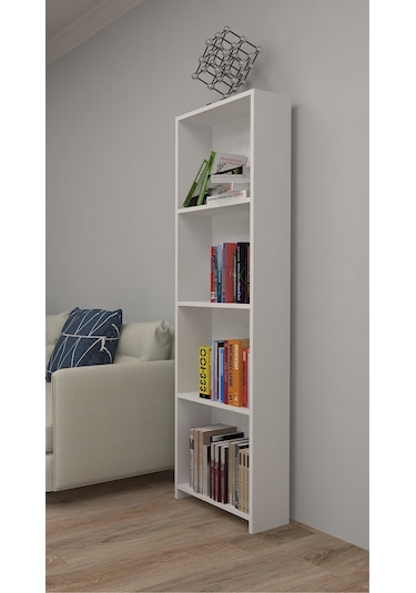 Abetemobilya 4 Raflı Beyaz Kitaplık