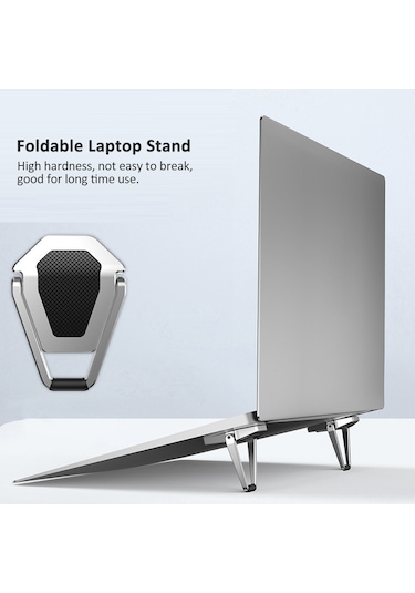 Jeemson Gümüş Gri Çinko Alyuminyum Dizüstü Bilgisayar Tutucu - Katlanabilir Masaüstü Yükseklik Artırıcı Ayaklı Stant