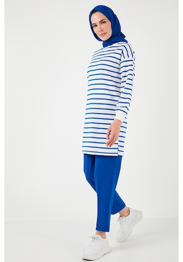 Lela Modest Çizgili Pamuklu Regular Fit Bisiklet Yaka Bayan Tunik 5865784 Saks Lela Modest Çizgili Pamuklu Regular Fit Bisiklet Yaka Bayan Tunik 5865784 Saks