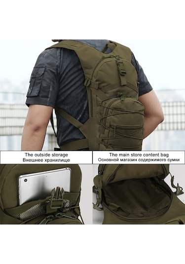 Didadodo Yeşil 800d Oxford Askeri Sırt Çantası 15 L Molle Taktik Yürüyüş Bisiklet Kamp Çantası Yeşil