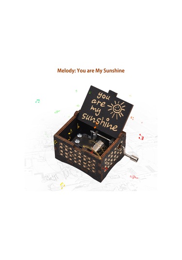 Geeroyoo Klasik Ahşap Oynatma Kutusu, "you Are My Sunshine" Melodili, Elden Çevirilen Dekoratif Heykel Siyah Siyah