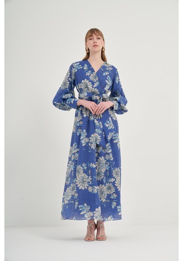 Ftz Kadın Tansel Desenli Elbise İndigo 31057 Indigo