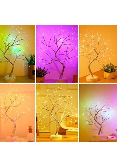 Mor Led Gece Lambası Mini Noel Ağacı Bakır Tel Çelenk Lamba Çocuklar Için Ev Yatak Odası Dekorasyon Dekor Peri Işık Usb Destekli Mor