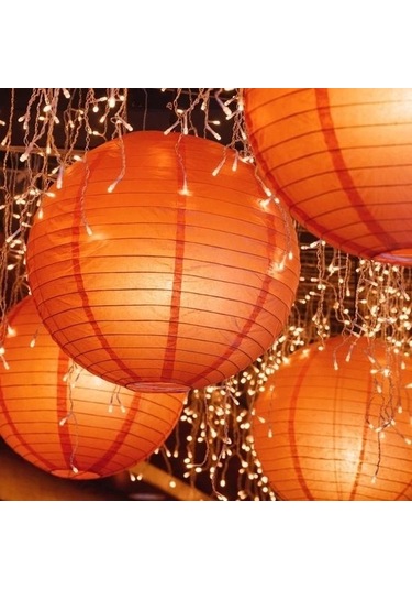 Dekoratif Çin Feneri Kağıt Lamba - Turuncu Renkli