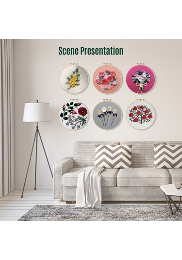 Başlangıçlar İçin Nakış Kiti, Çapraz Dikiş Kitleri, Avrupa Nakışı Özel Çiçek Desenli Kumaş, Nakış Hoops, İplikler Ve İğneler İçerir.