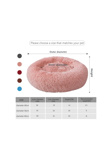 Vkemall Yumuşak Yuvarlak Evcil Hayvan Yatağı - Isıtmalı Ve Yıkanabilir Kedi/köpek Yatağı