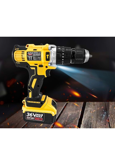 Anadolu Strong ANS1054S 36V 5 Ah Li-ion Çift Akülü Darbeli Matkap Vidalama + Uç Setli