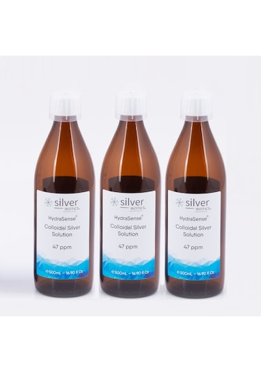 Silverbiotics 47PPM HydraSense Kolloidal Gümüş Suyu 3 x 500 ML
