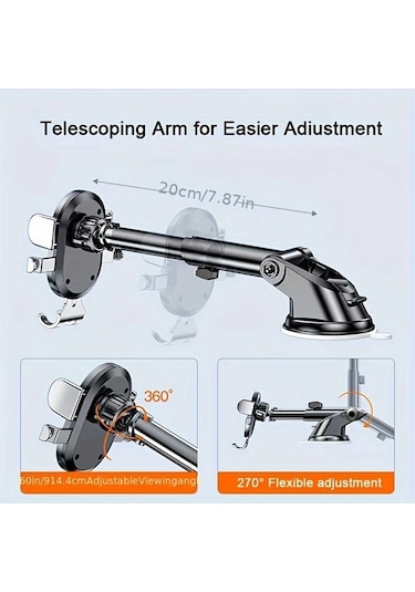 Chenkestoreone Siyah Otomobil Telefon Tutucu Katlanır Döner Güvenli Navigasyon Otomatik Kilitli