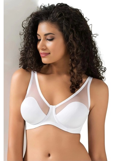 Tül Kaplı Soft D Cup Sütyen Kadın 9200 Beyaz