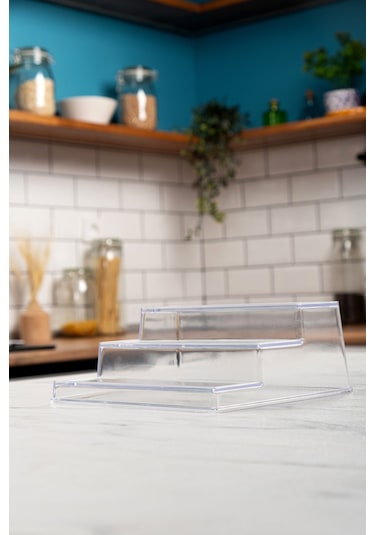 Mienda Home Şeffaf Pleksi Akrilik Merdiven Stand Baharatlık Standı Kozmetik Standı Organizeri Şeffaf