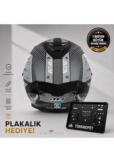 Mh Sports Çene Açılır Güneş Vizörlü Kask + Plakalık Karbon