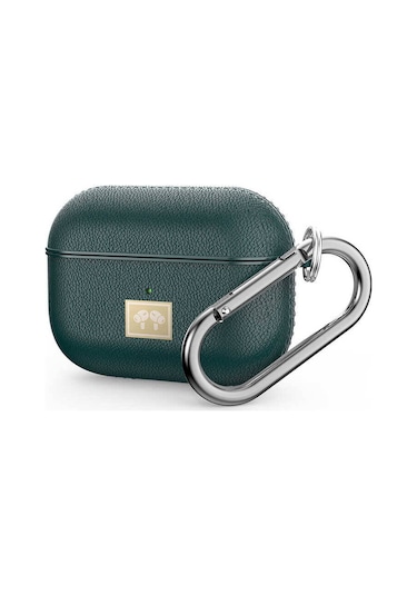 Airpods Pro 2 Uyumlu Deri Görünümlü Askı Aparatlı Wlons Kılıf Koyu Yeşil