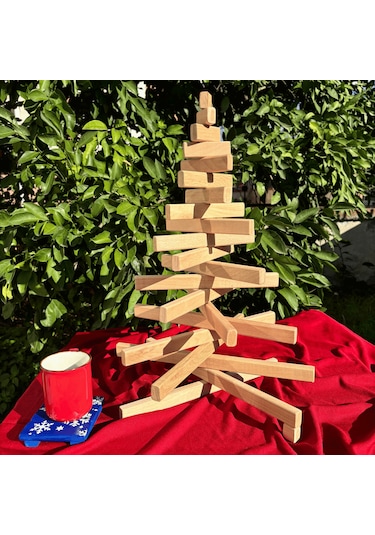 Leftover Ahşap Yılbaşı Ağacı - Ham Ahşap - 54cm Çap 40cm