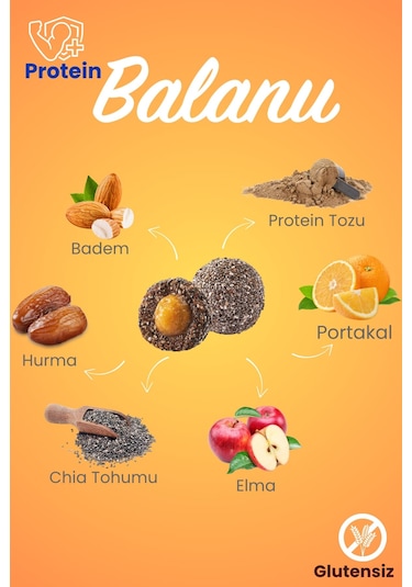 Meyveli Portakallı & Bademli Protein Topları 110gr X3 Adet