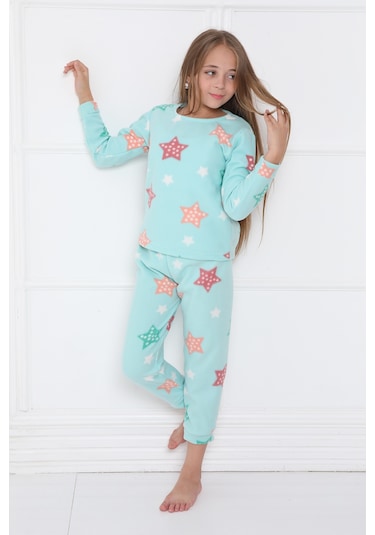Sleeproom Kişlik Çocuk Polar Pijama Takim Turkuaz