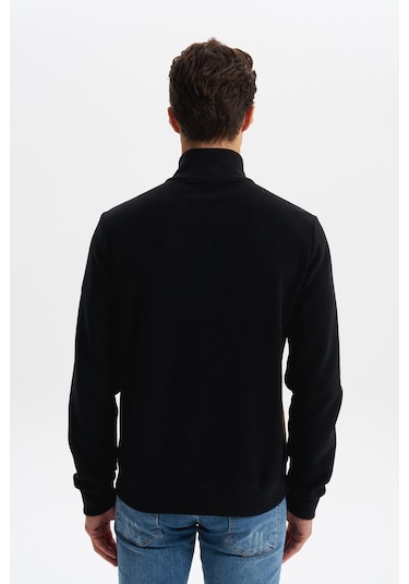 Arma Erkek Regular Fit Selanik Kumaş Dik Yaka Fleto Cepli Basic Sweatshirt Kazak K30324698502 Siyah