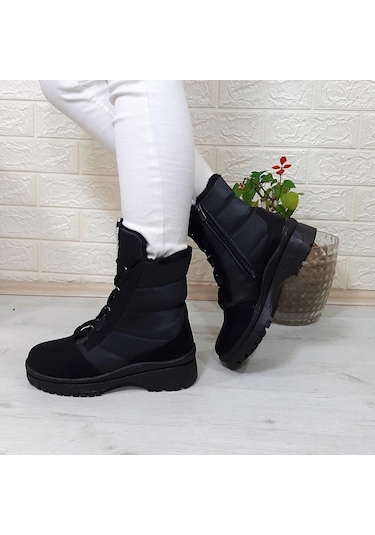 Twingo 875 Siyah Zümrüt İçi Kürklü Fermuarlı Bayan Bot 001