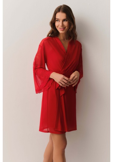 Suwen Dark Romance Kısa Sabahlık St4455615082 Kırmızı