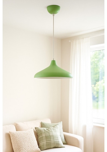 Nil Yeşil Içi Beyaz Renk Özel Tasarım Modern Dekoratif Cafe Sarkıt Cafe - Mutfak Tekli Avize Yeşil İçi Beyaz