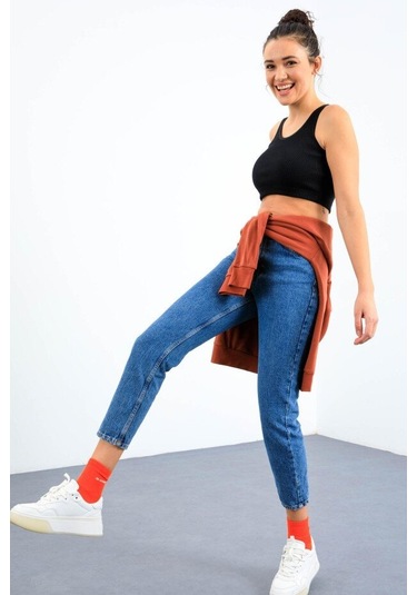 Basic U Yaka 5li Paket Kadın Crop Top Atlet - 97160 Siyah - Krem