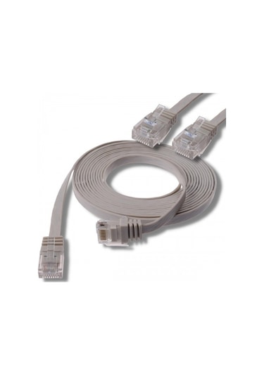 Irenis CAT6 Kablo Yassı Ethernet Network Lan Ağ İnternet Kablosu1 M Gri