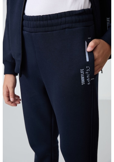 Tommy Life Lacivert Pamuklu Kalın İçi Tüylü Yumuşak Dokulu Standart Fit Nakışlı Erkek Çocuk Eşofman Takım - 11 Lacivert