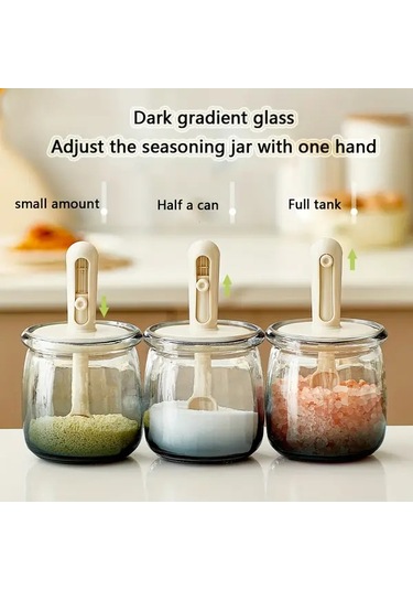 Elmpaly Yeşil 1 Adet Gradyan Cam Baharat Kavanozu Kapaklı Hava Geçirmez Saklama Kabı Yeşil