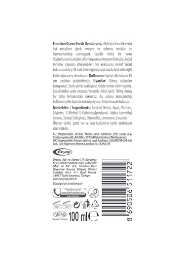 Emotion Ocean Fresh Pump Sprey Kadın Deodorant 6x100 Ml