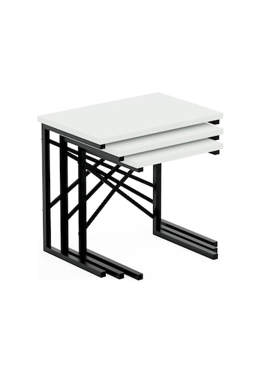 Ceramical ZG1 Metal Zigon Sehpa 3'lü Beyaz