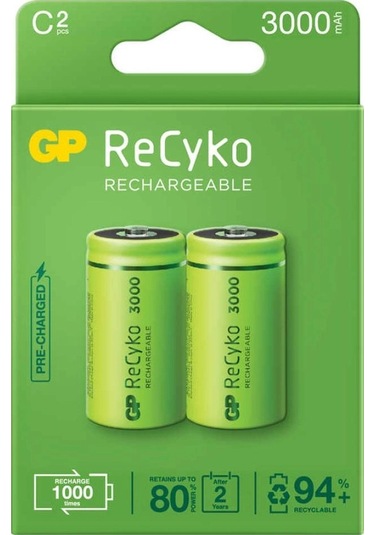 Gp Recyko 3000mah C Orta Boy Şarj Edilebilir Pil 2'li Paket