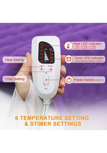 Elmpaly Renkli Mavi Xl Isıtma Pedi 6 Seviye 140 F Hızlı Isıtma Yıkanabilir Hediye Çok Renkli Mavi