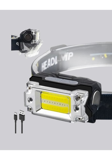 Kompakt Led Kafs Feneri Usb Şarjlı Manyetik 2 Işık Modlu 215 Lümen Siyah