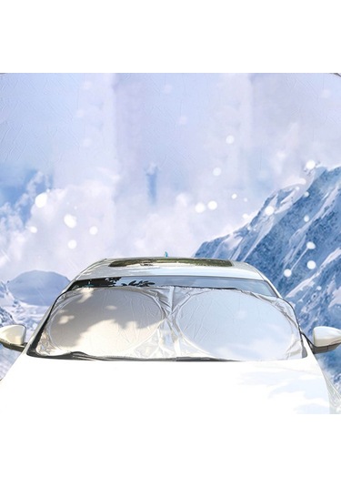 Lemestar Araba Güneşlik Ön Cam Koruyucu, Gümüşlü Dokuma, Uv Ve Isı Engelleyici, 150x70 Cm, Ev Araçları İçin Evrensel, Kolay Kurulum Clip Tipi