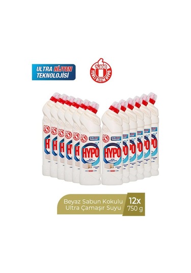 Hyper Hypo Ultra Çamaşır Suyu Beyaz Sabun Kokulu 750 Ml X 12 Adet