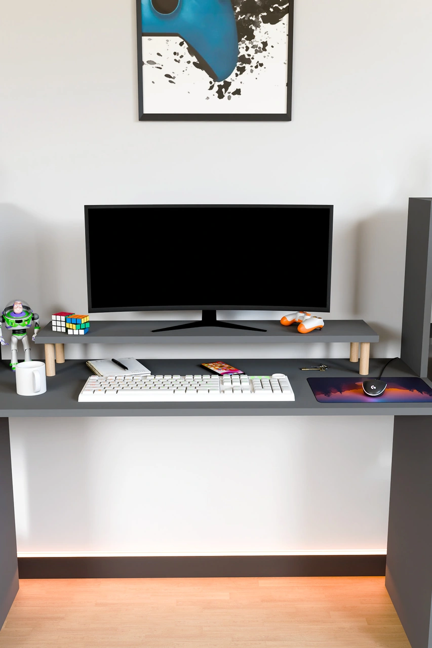 Moyo Monitör Yükseltici, Ekran Yükseltici, Masa Üstü Organizer Antrasit Gri