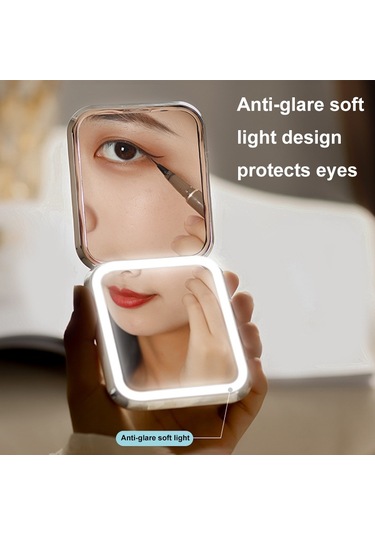 Sones 40 Led Hd Sonsuz Kısılabilir Katlanabilir Makyaj Aynası Taşınabilir Çift Taraflı Ayna Gümüş