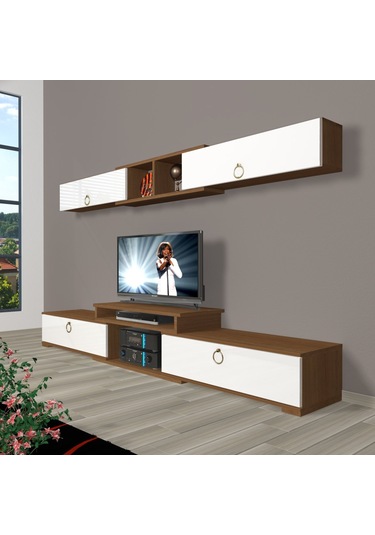 Decoraktiv Flex 5 Mdf Gold Tv Ünitesi Tv Sehpası Ceviz - Beyaz