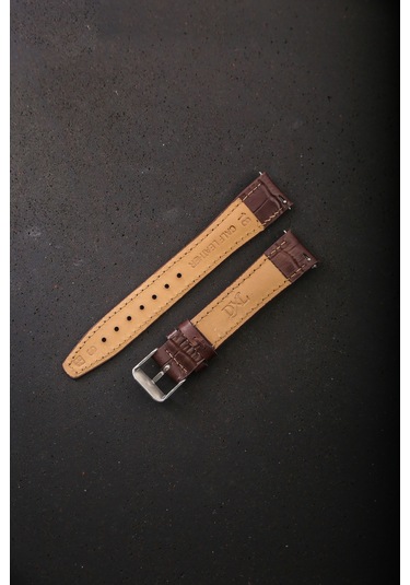 Hakiki Deri 18mm Akıllı Pimli Saat Kordonu Koyu Kahverengi