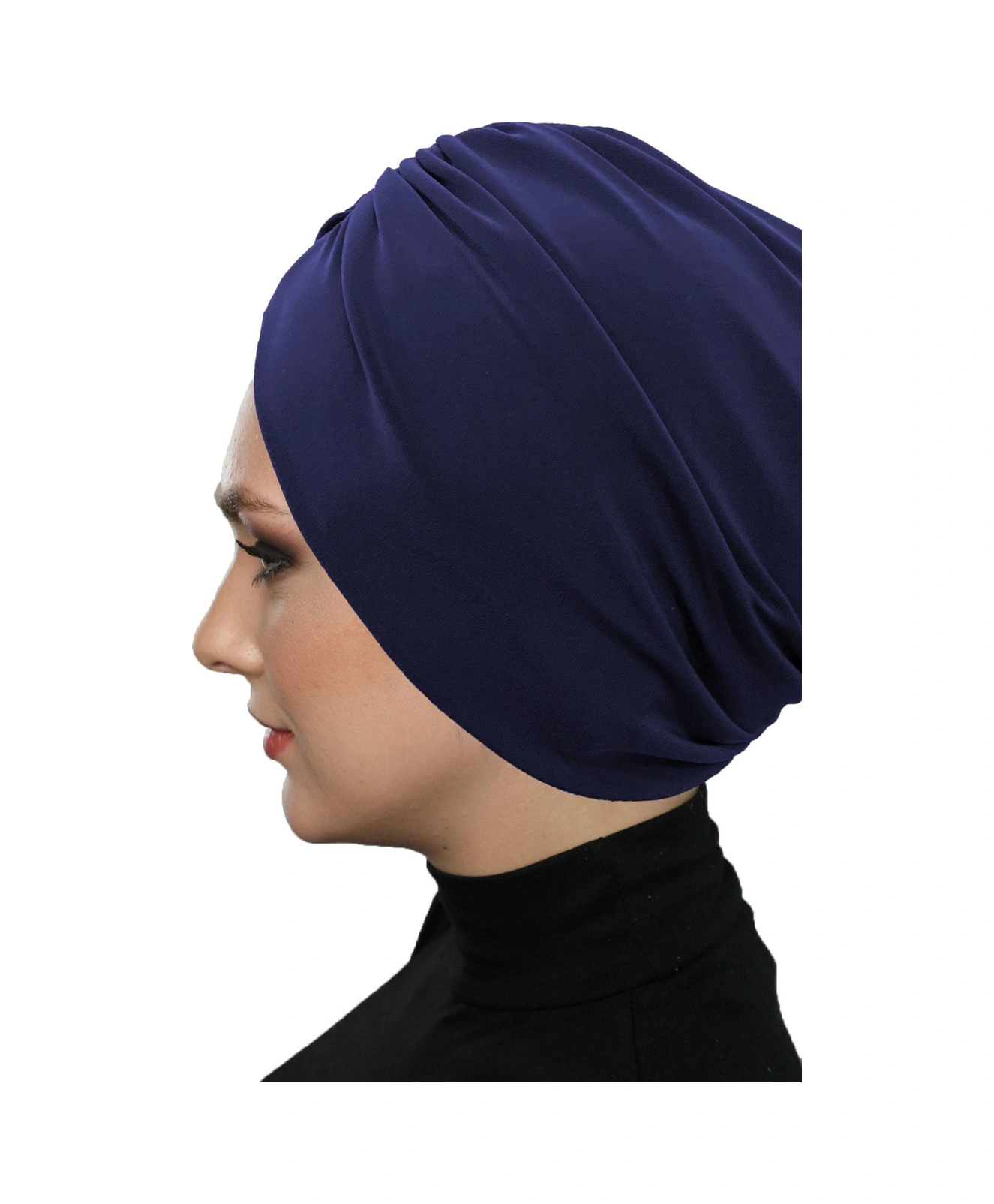Büzme Çift Taraflı Lacivert Hazır Türban Tesettür Havuz Bonesi Lacivert
